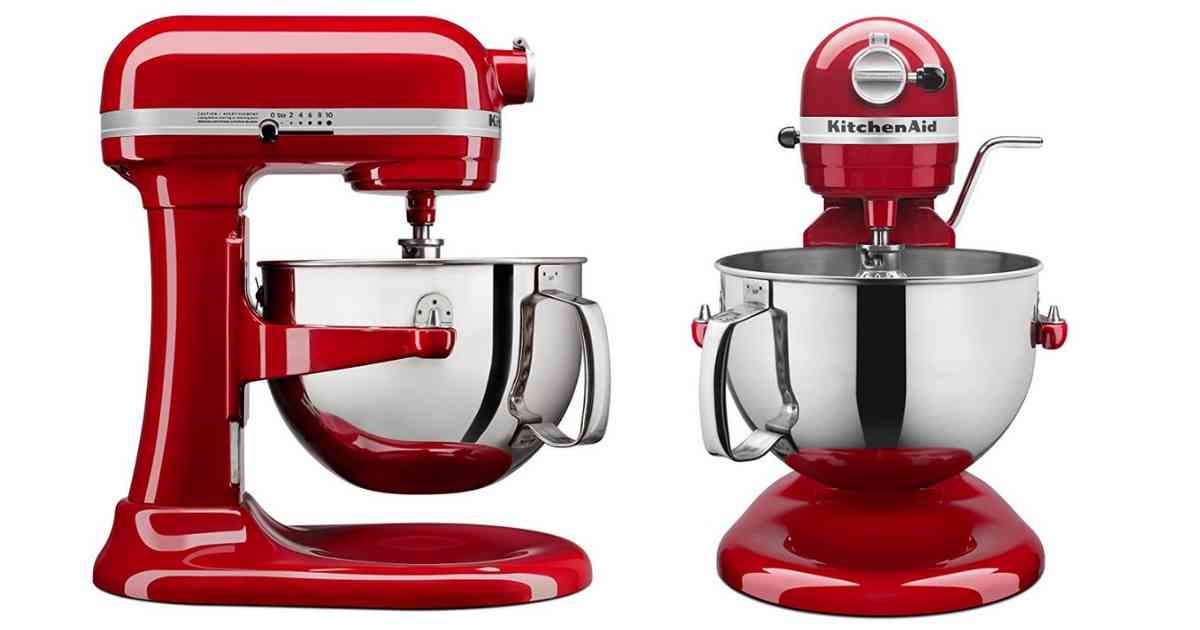 kitchen designed around red kitchenaid mixer
