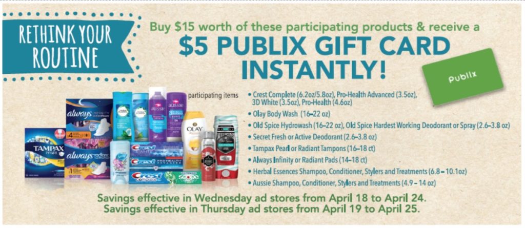 Publix $5 Gift Card Offer - P&G Rethink Your Routine :: Southern Savers