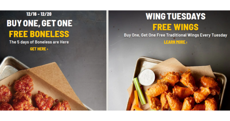 Buffalo Wild Wings BOGO Boneless Wings Southern Savers   Wingsdeal 768x404 