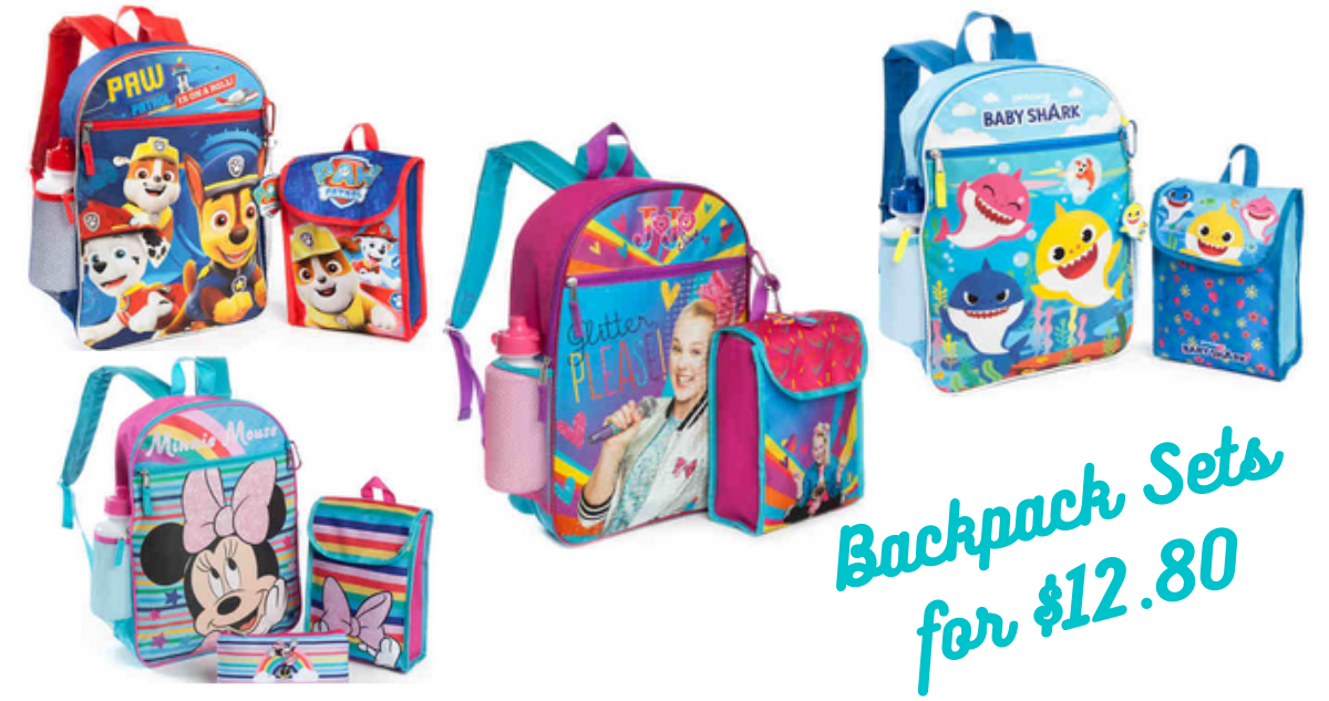 paw patrol 5 piece backpack set