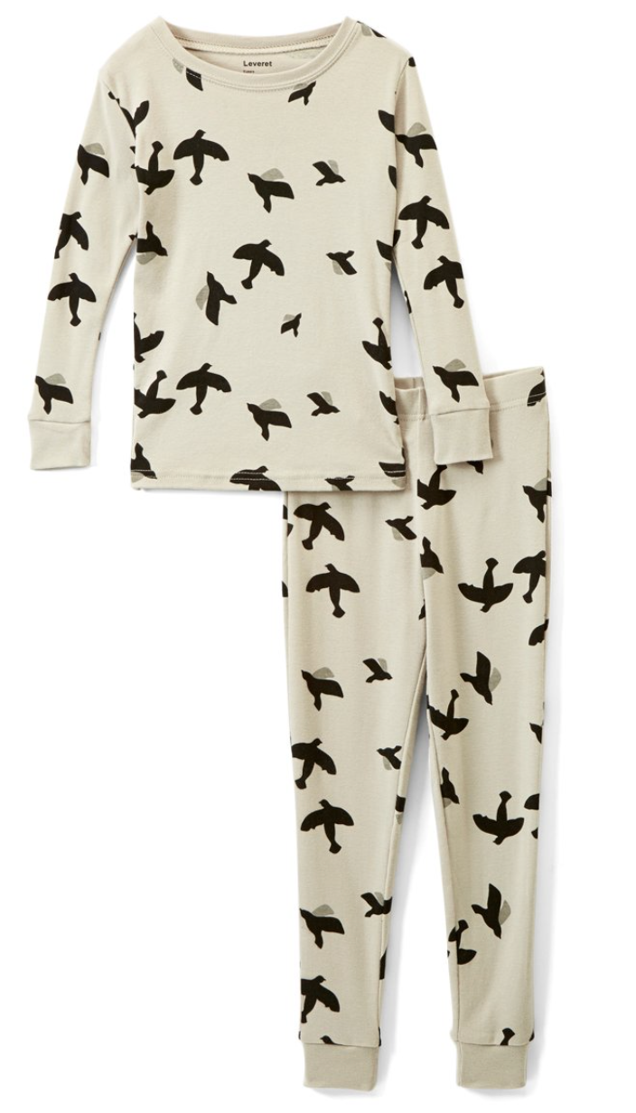 gray birds pajama set