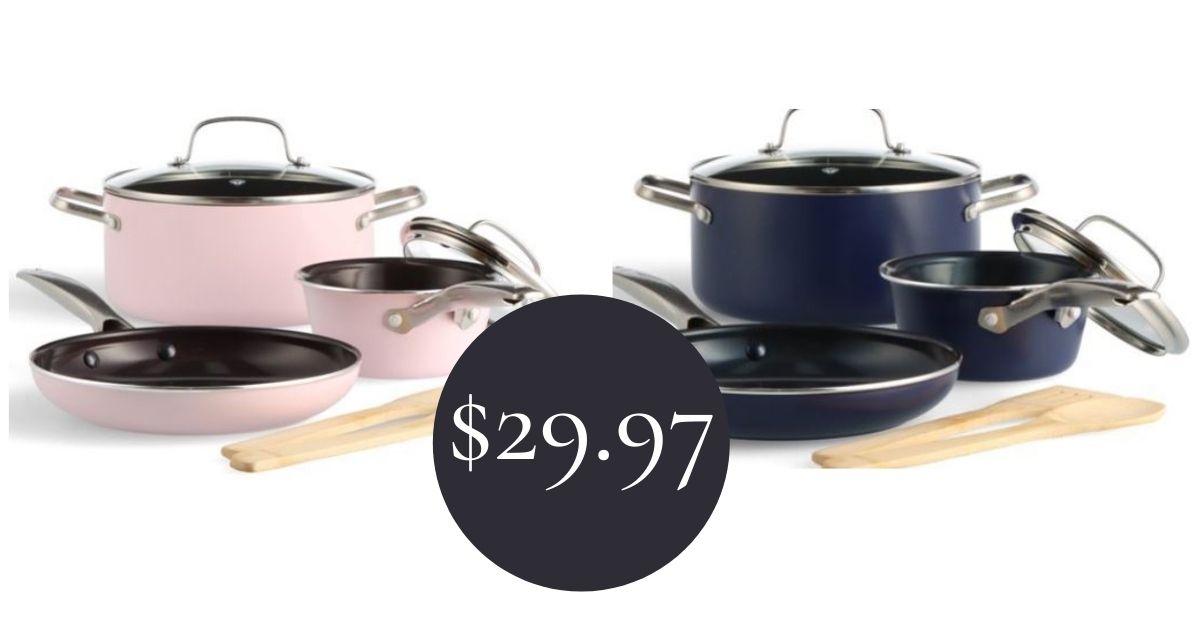 Blue Diamond Ceramic 7 Piece Cookware Set for $29.97 :: Southern Savers