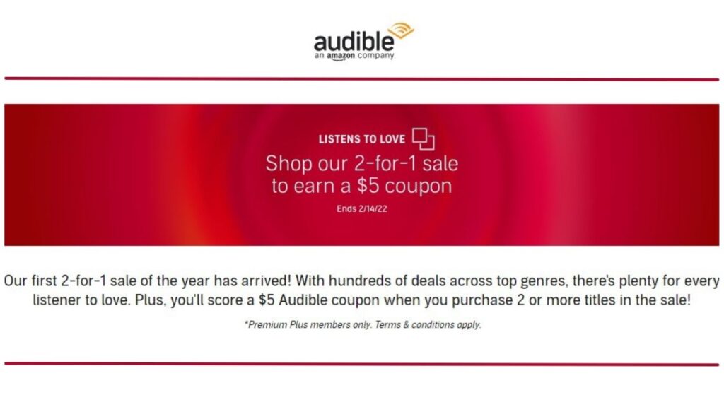 Audible 2For1 Sale + 5 Credit Southern Savers