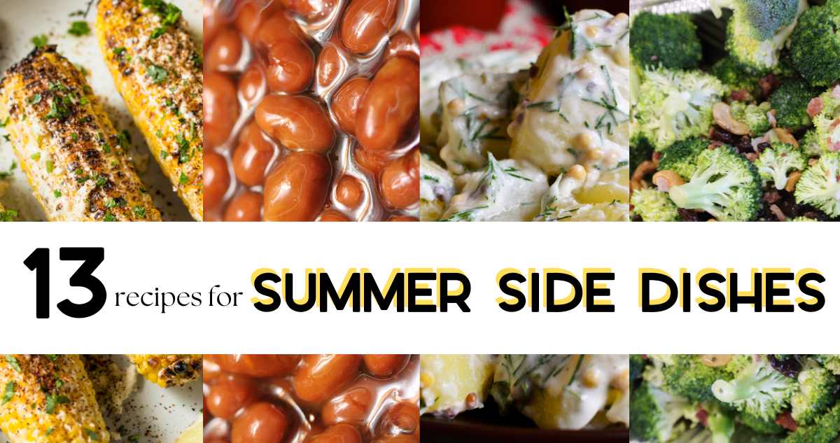 Here is a list of recipes for some great summer side dishes to have handy this season! Take them along to a cookout or enjoy with your family in the evenings.