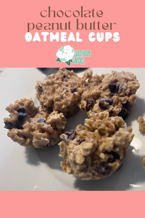 These chocolate peanut butter oatmeal cups are perfect for an after school snack or for heating up for a quick breakfast on the go!