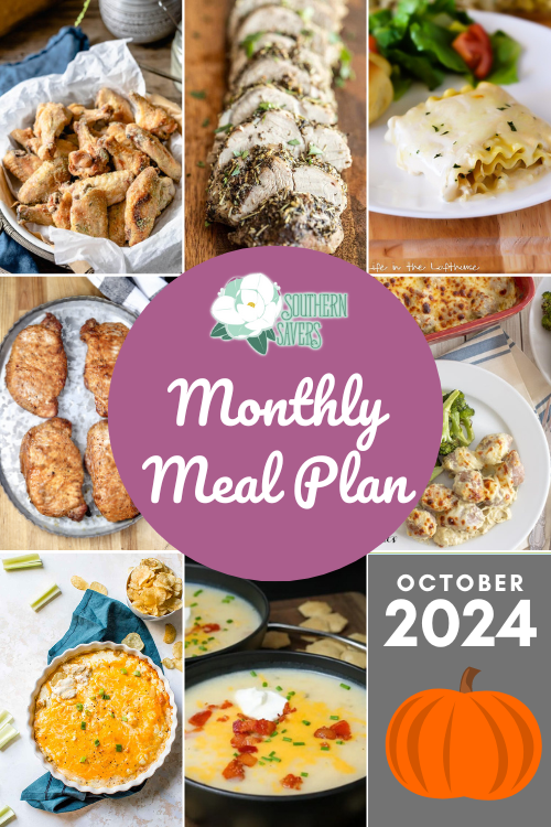 Get ahead of the craziness of the season with a whole month's worth of meal ideas with my October 2024 monthly meal plan. including yummy soup recipes!