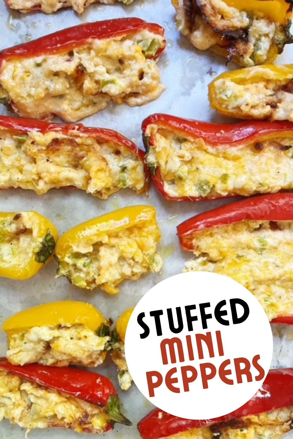 Need an appetizer or game day snack idea? Try these cheesy stuffed mini peppers! They're filled with cheese, cream cheese, and pickled jalapenos.