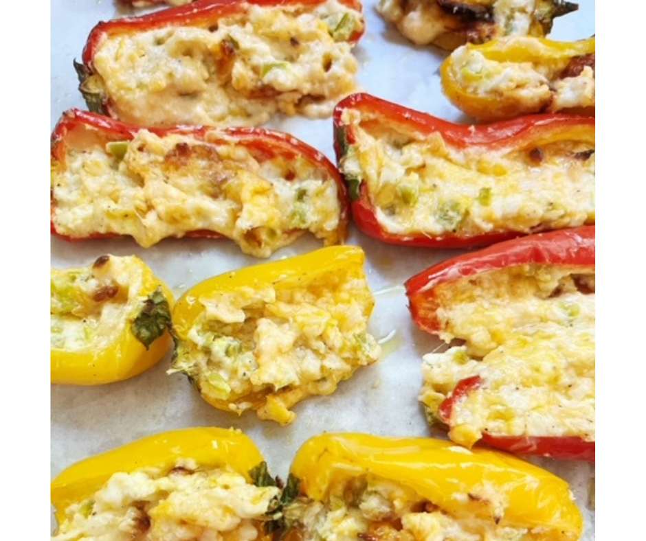 Need an appetizer or game day snack idea? Try these cheesy stuffed mini peppers! They're filled with cheese, cream cheese, and pickled jalapenos.